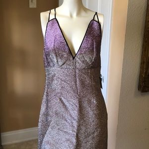 Express Shiny Pink And Gold Party Dress